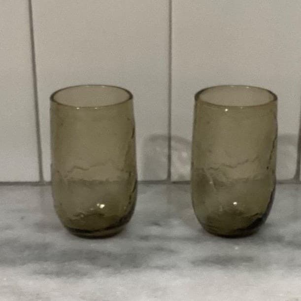 Anchor Hocking Sherwood Spicy Brown Glass Shooters, Set of 2 Vintage Leaf Design - Thumbnail 9