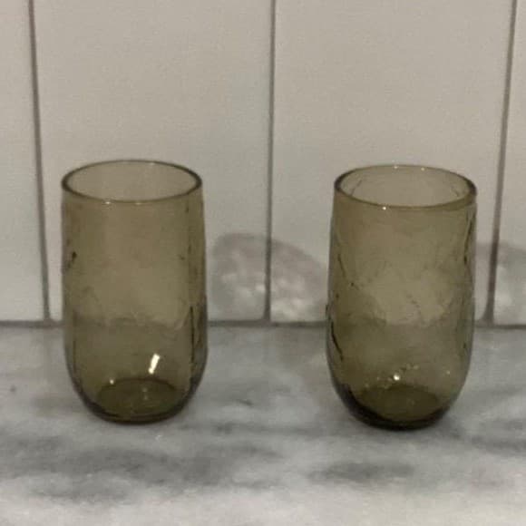 Anchor Hocking Sherwood Spicy Brown Glass Shooters, Set of 2 Vintage Leaf Design - Thumbnail 11