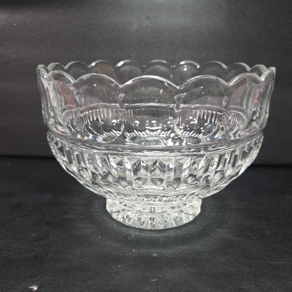 Sudety Clear 24% Lead Crystal Bowl, Vintage Decorative Serveware, Centerpiece - Thumbnail 9