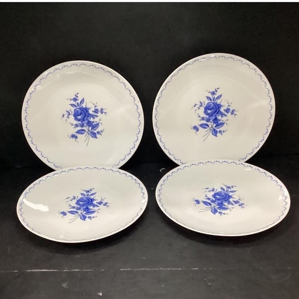 Alboth & Kaiser Bavaria Blue Floral Dinner Plates, Set of 4, Vintage China - Thumbnail 2