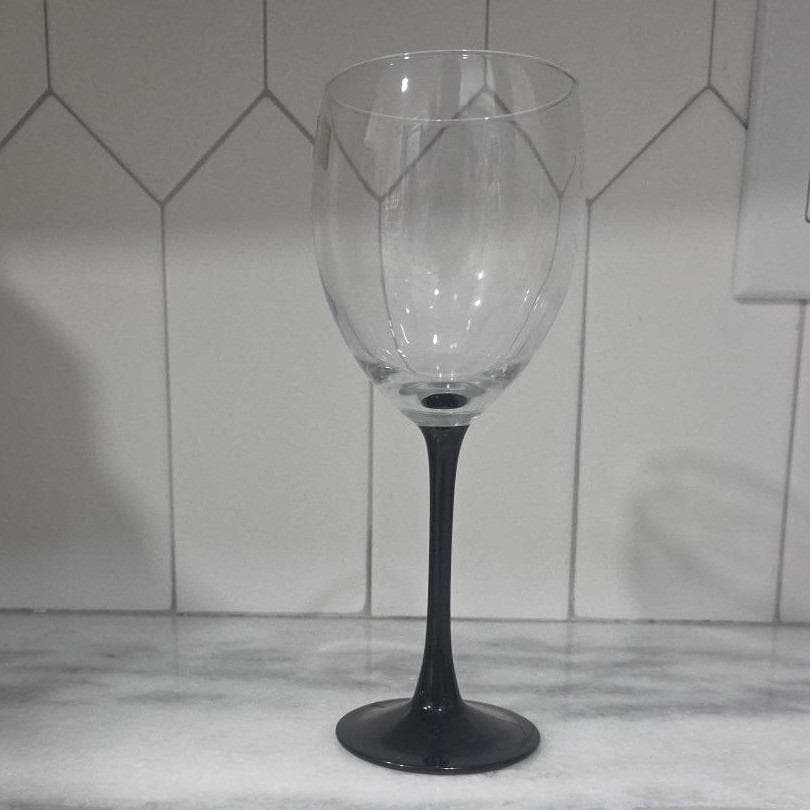 Luminarc Black Stem Wine Glass, 10oz French Vintage Goblet, Replacement Stemware - Thumbnail 8