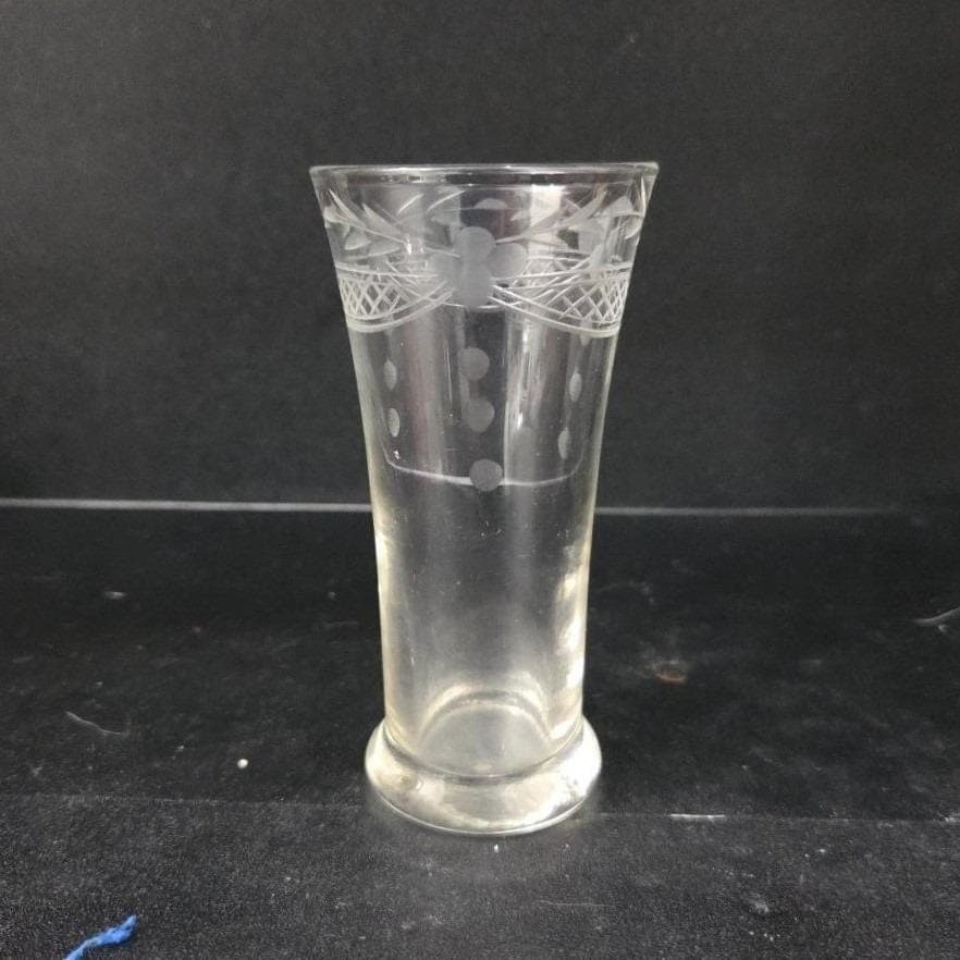 Bohemia Etched Glass Bud Vase, Tall Shooter Style, Vtg Floral & Lattice Crystal - Thumbnail 8