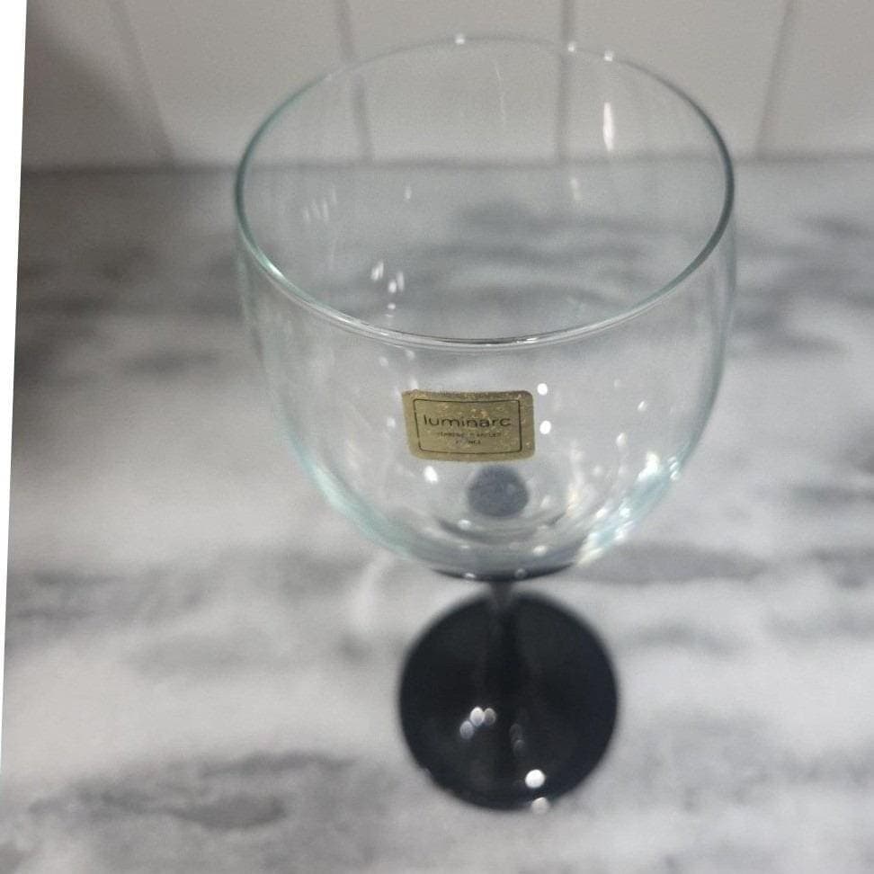 Luminarc Black Stem Wine Glass, 10oz French Vintage Goblet, Replacement Stemware - Thumbnail 6