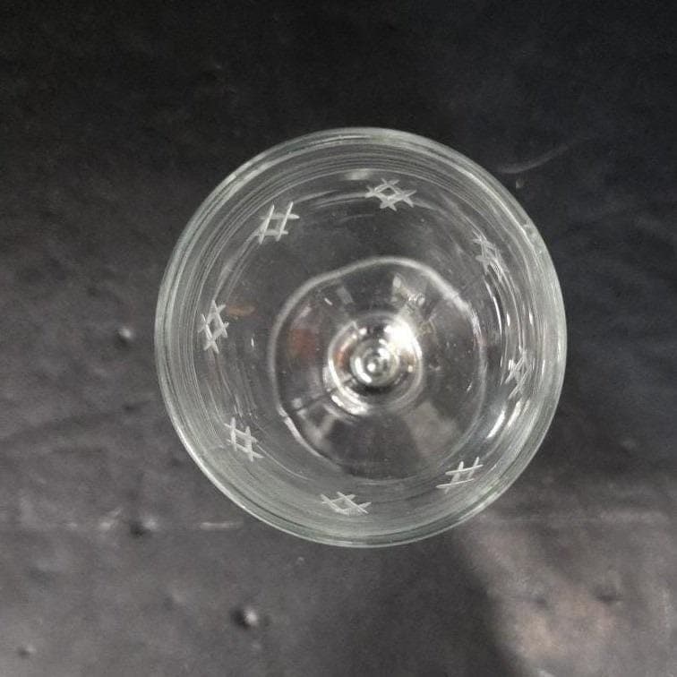 Criss-Cross Bands Liqueur Glass, 3oz Clear Cordial Stemware, Mid-Century Barware - Thumbnail 4