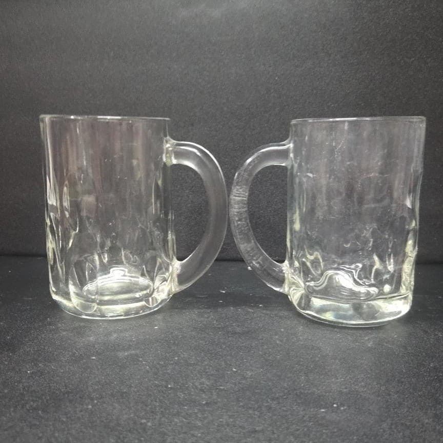 Anchor Hocking Dimpled Glass Mugs, Set of 2, Thumbprint Root Beer Cup, Drinkware - Thumbnail 4