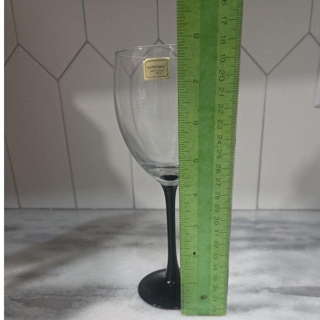 Luminarc Black Stem Wine Glass, 10oz French Vintage Goblet, Replacement Stemware - Thumbnail 2