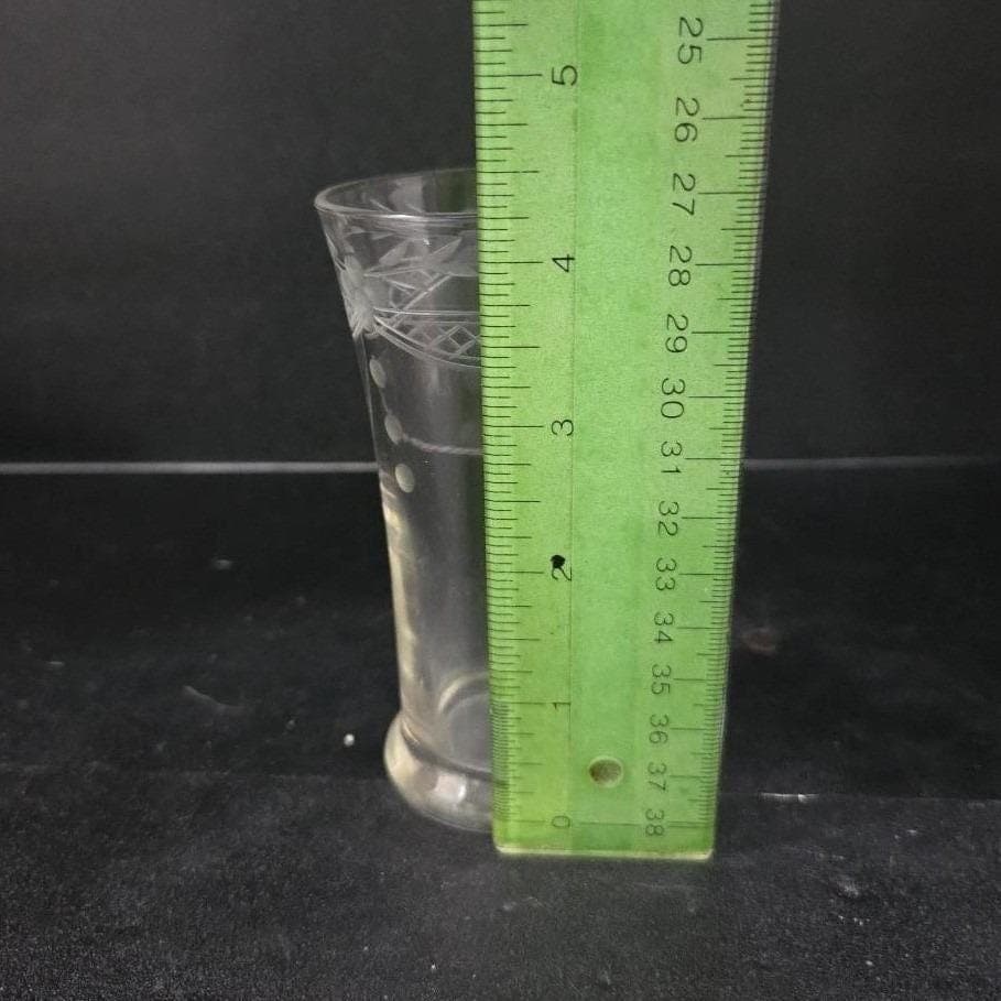 Bohemia Etched Glass Bud Vase, Tall Shooter Style, Vtg Floral & Lattice Crystal - Thumbnail 2