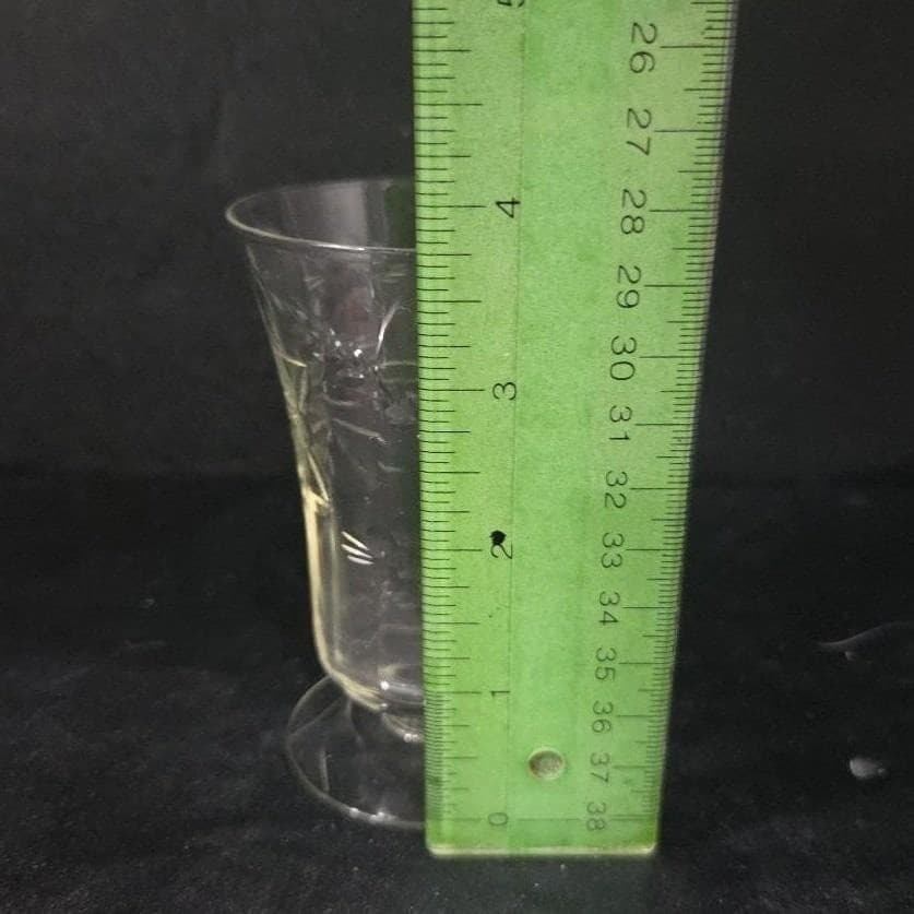 Cut Crystal Laurel Juice Glass, Vintage Optic Drinkware, Floral Wheat Etching - Thumbnail 2