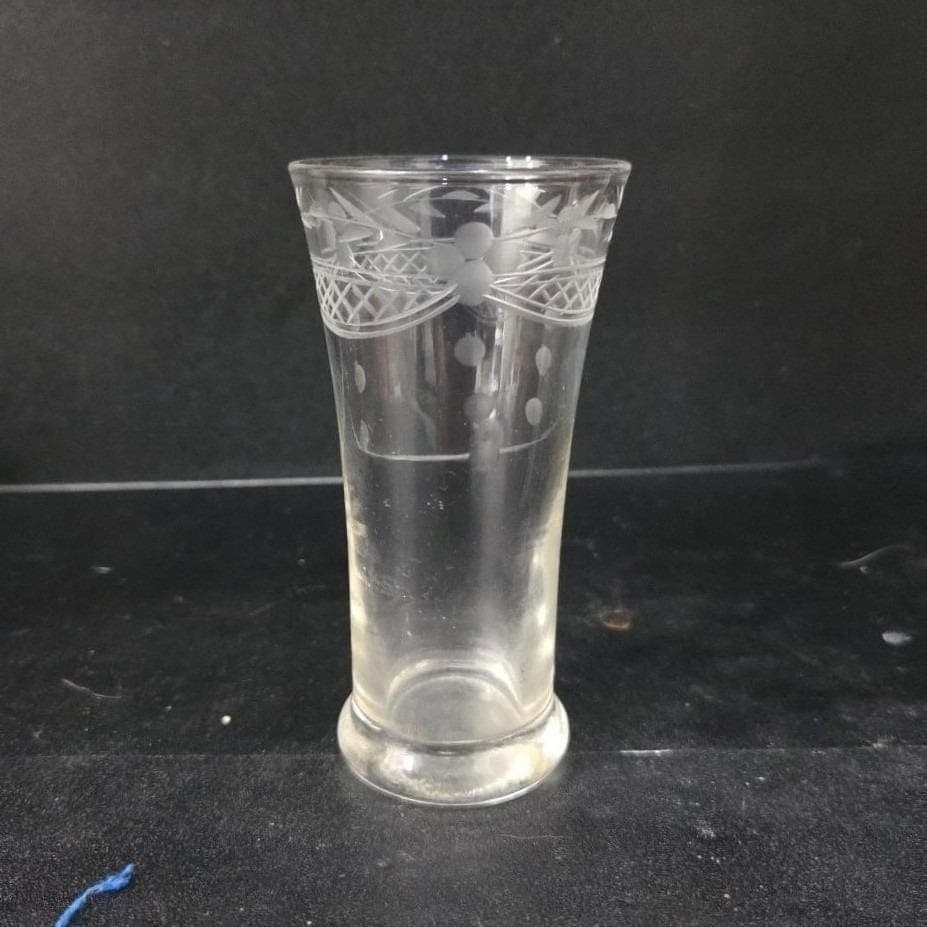 Bohemia Etched Glass Bud Vase, Tall Shooter Style, Vtg Floral & Lattice Crystal - Thumbnail 7