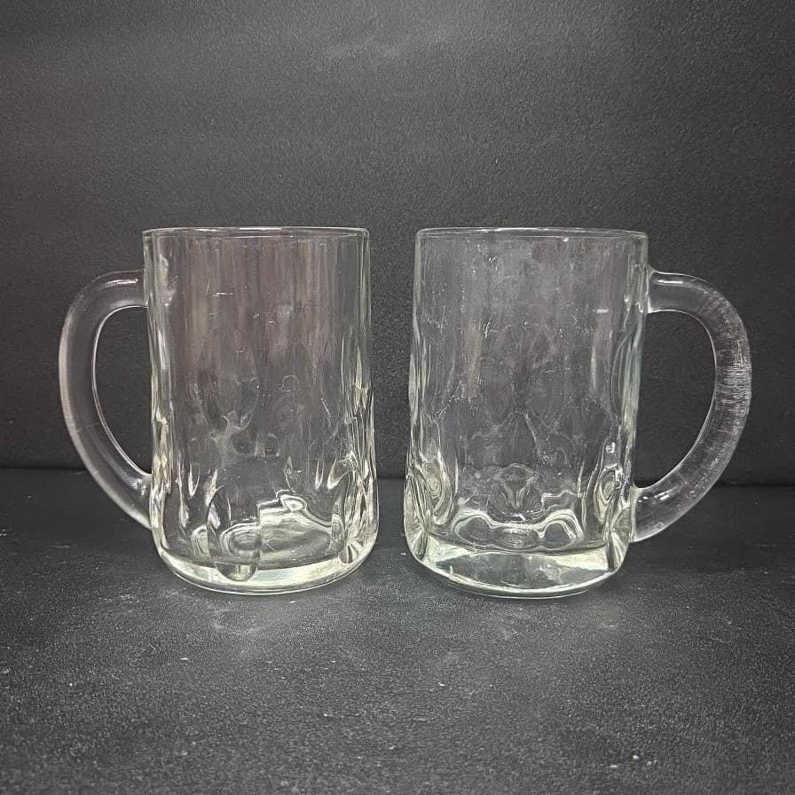 Anchor Hocking Dimpled Glass Mugs, Set of 2, Thumbprint Root Beer Cup, Drinkware - Thumbnail 2