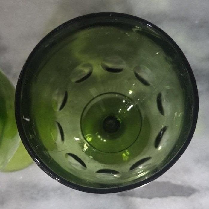 Bartlett Collins Thumbprint Light & Dark Green Goblets, Set of 2, Vintage Barwar - Thumbnail 4
