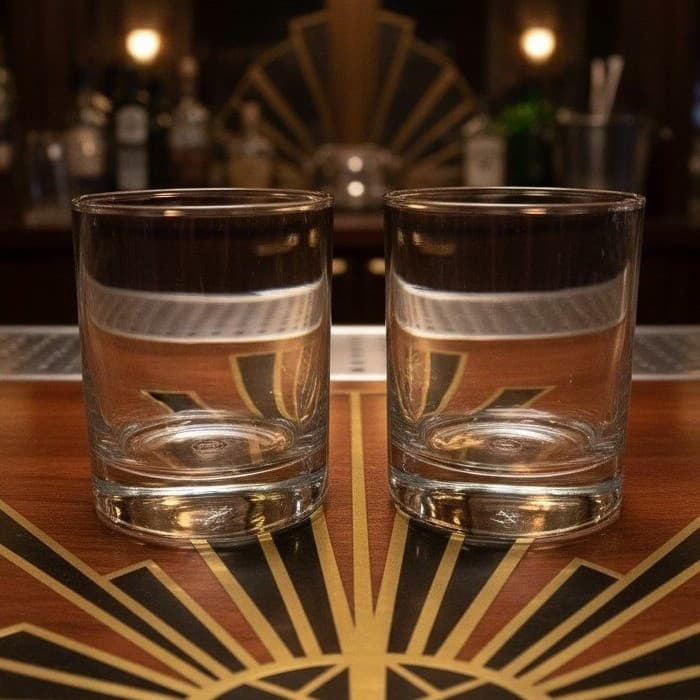 Circleware Crystal Double Old Fashioned Glasses, Set of 2, Vintage Luxor Design