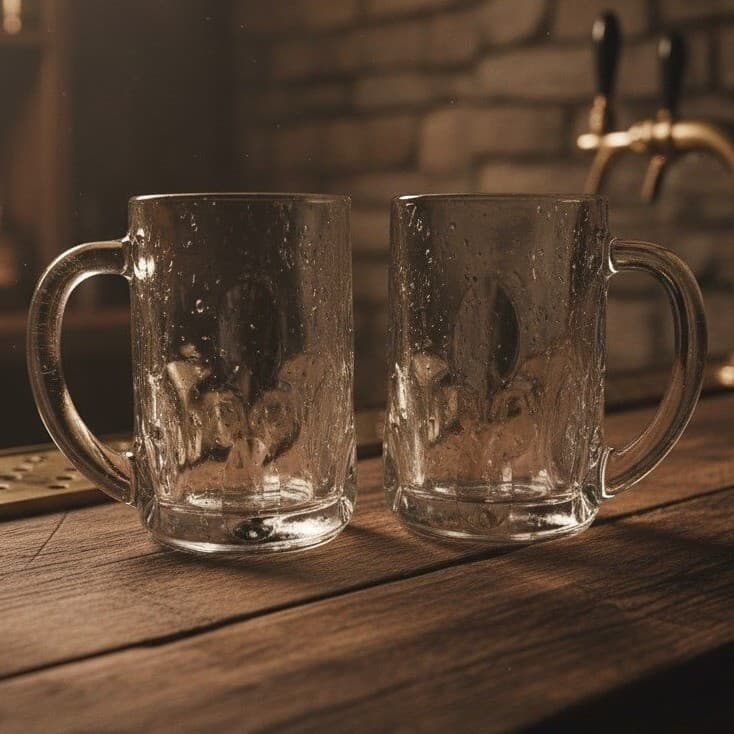 Anchor Hocking Dimpled Glass Mugs, Set of 2, Thumbprint Root Beer Cup, Drinkware
