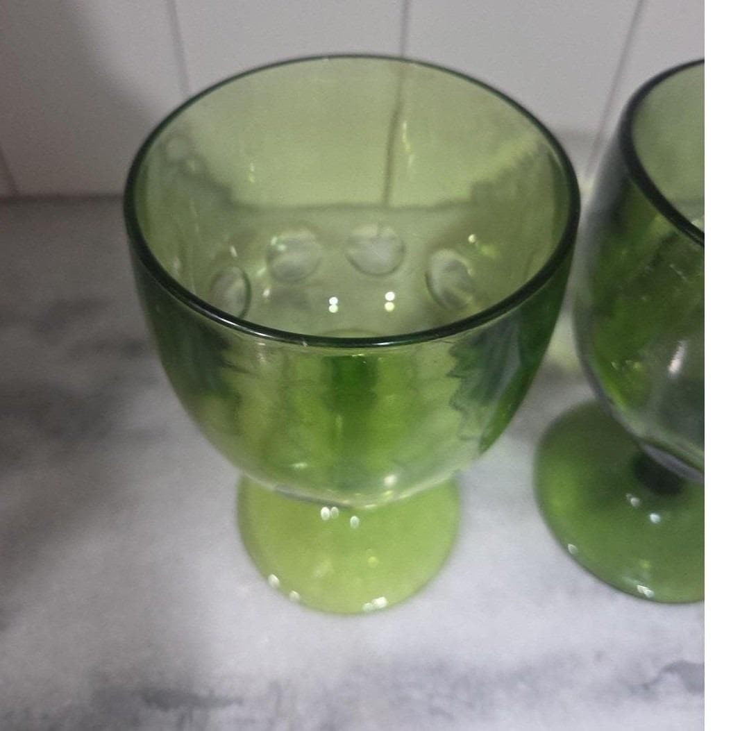 Bartlett Collins Thumbprint Light & Dark Green Goblets, Set of 2, Vintage Barwar - Thumbnail 6