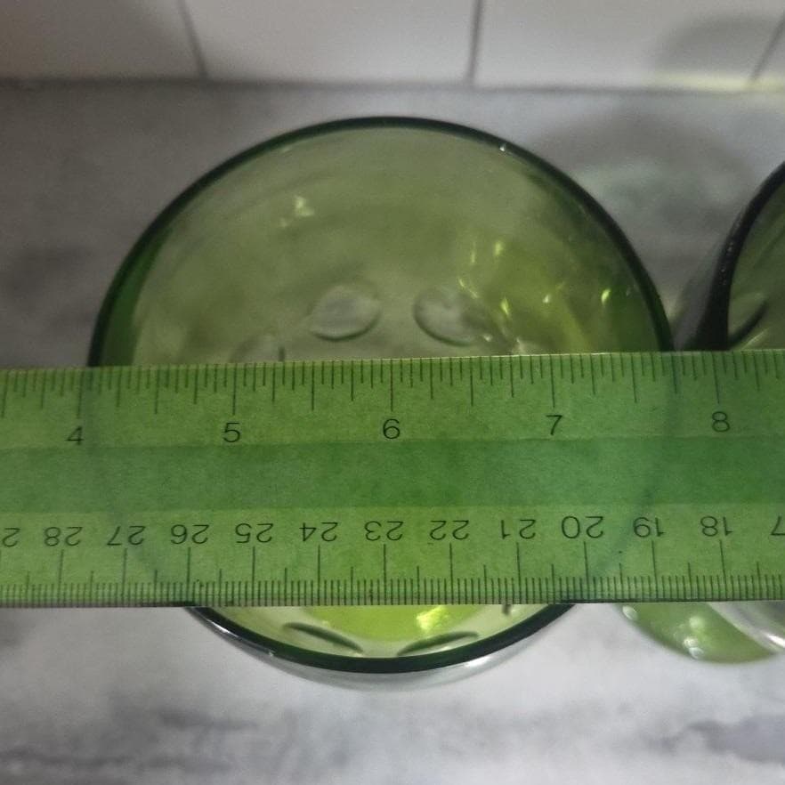 Bartlett Collins Thumbprint Light & Dark Green Goblets, Set of 2, Vintage Barwar - Thumbnail 3