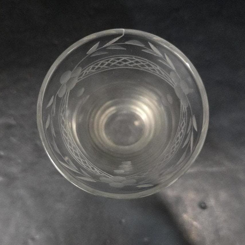 Bohemia Etched Glass Bud Vase, Tall Shooter Style, Vtg Floral & Lattice Crystal - Thumbnail 5