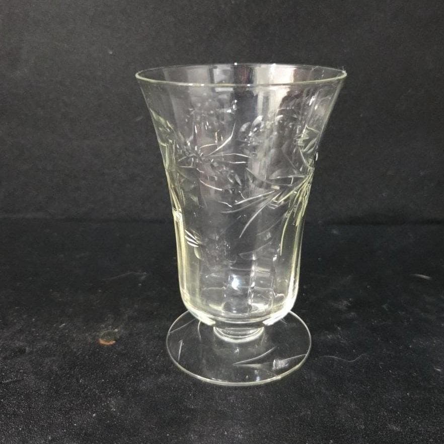 Cut Crystal Laurel Juice Glass, Vintage Optic Drinkware, Floral Wheat Etching - Thumbnail 7