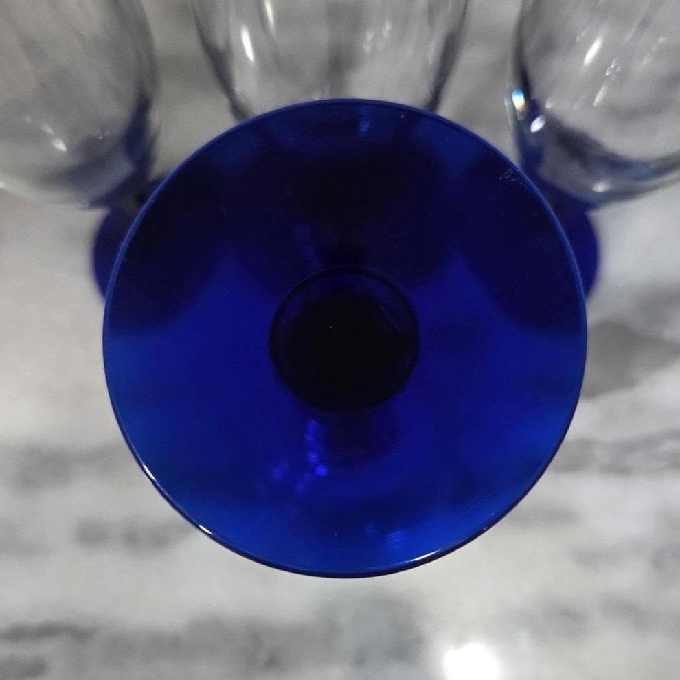 Cobalt Blue Stem Champagne Flutes, Set of 4, Hexagonal Toasting Goblet, Stemware - Thumbnail 4