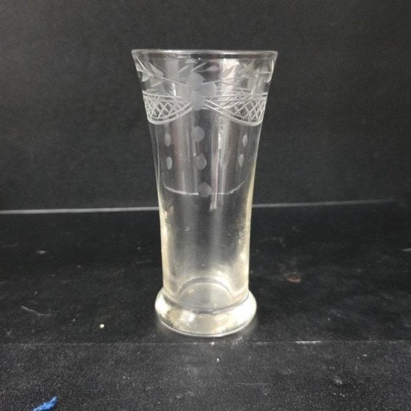 Bohemia Etched Glass Bud Vase, Tall Shooter Style, Vtg Floral & Lattice Crystal - Thumbnail 9