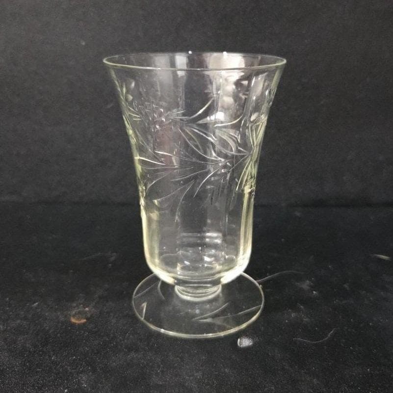 Cut Crystal Laurel Juice Glass, Vintage Optic Drinkware, Floral Wheat Etching - Thumbnail 9