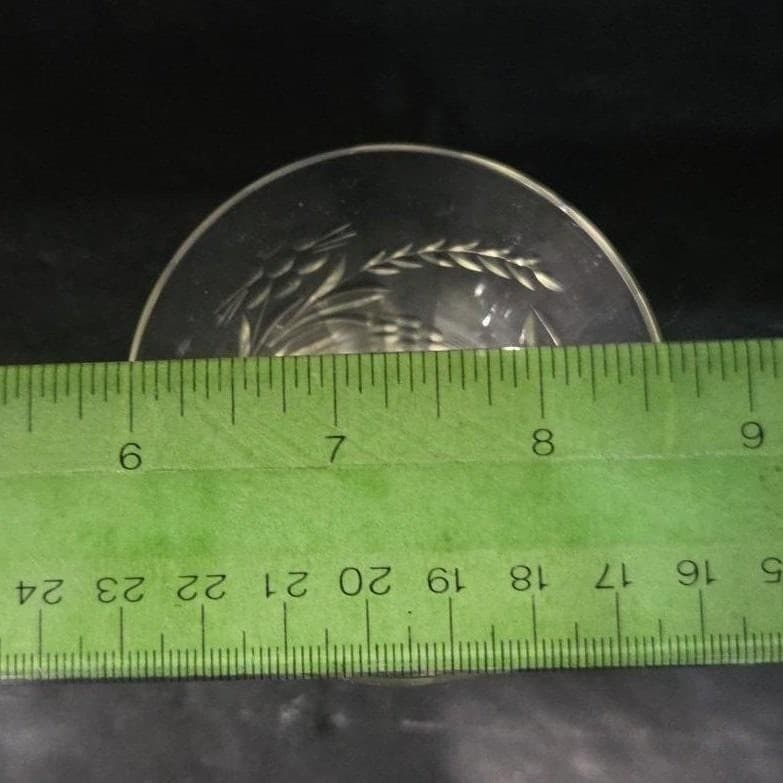 Cut Crystal Laurel Juice Glass, Vintage Optic Drinkware, Floral Wheat Etching - Thumbnail 3