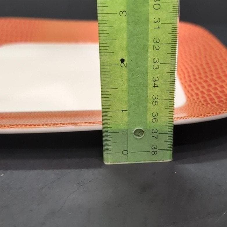 222 Fifth Via Venetto Dinner Plate, Vtg Orange & White Italian-Style Dinnerware - Thumbnail 3