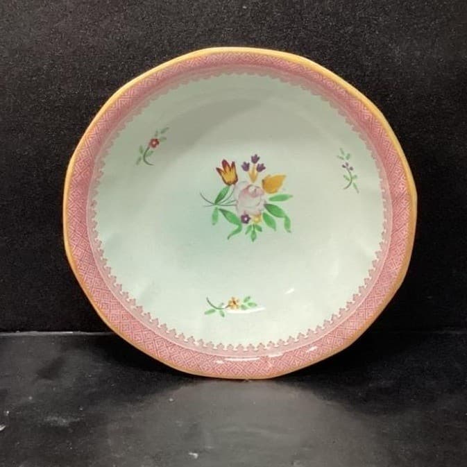 Adams Calyx Ware Lowestoft Dessert Bowl, Hand-Painted Fruit, Vtg English Pottery - Thumbnail 2