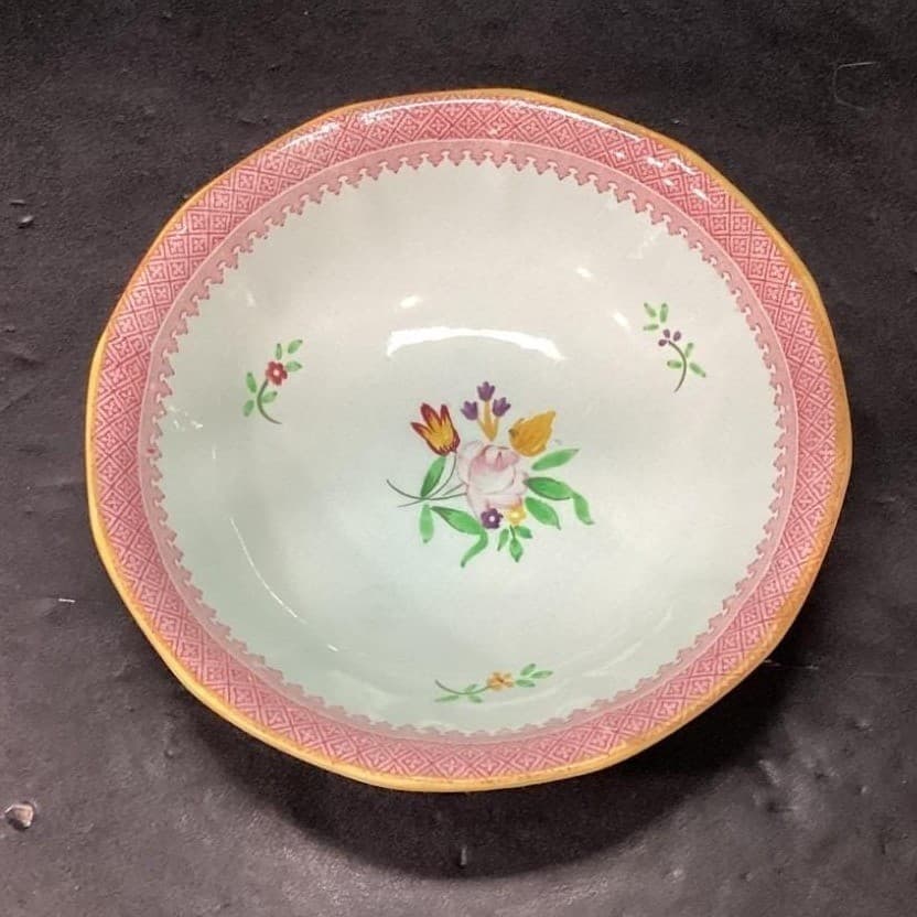 Adams Calyx Ware Lowestoft Dessert Bowl, Hand-Painted Fruit, Vtg English Pottery - Thumbnail 3