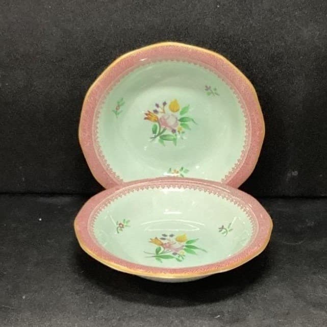 Adams Calyx Ware Lowestoft Berry Bowls, Set of 2, Hand-Painted Fruit Tableware - Thumbnail 2