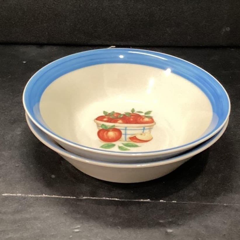 Atico International Cereal Bowls, Set of 2, Apples In A Basket, Fruit Stoneware - Thumbnail 8