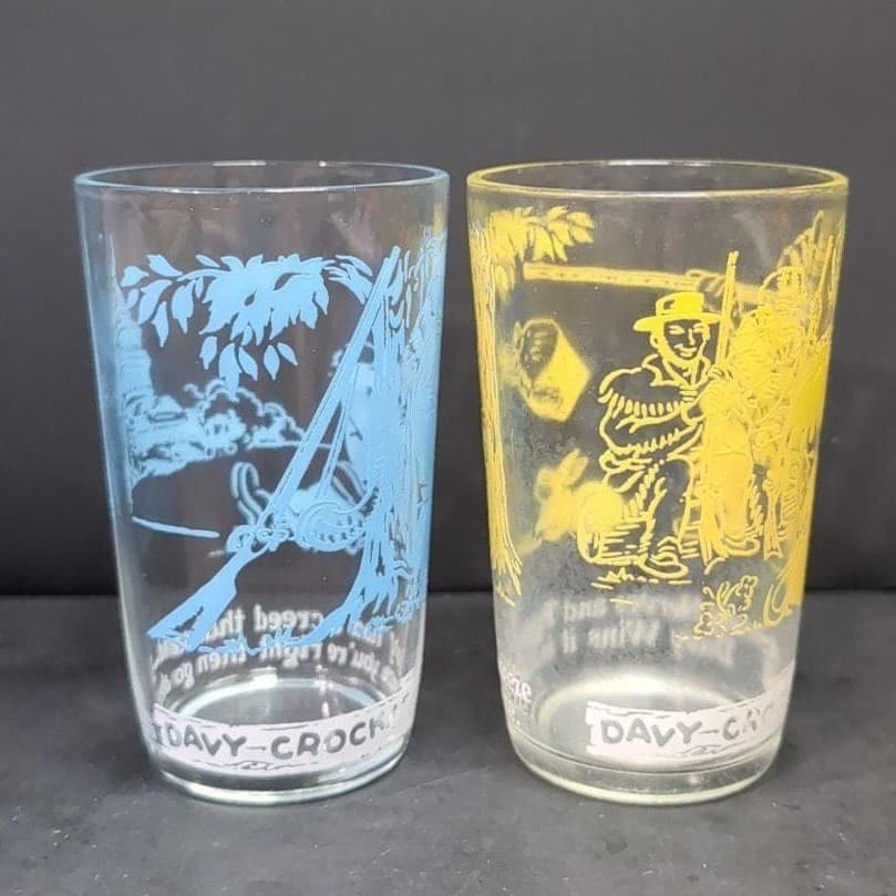 Davy Crockett Jelly Jar Juice Glasses, Set of 2 West Frontier & Capitol Building - Thumbnail 5