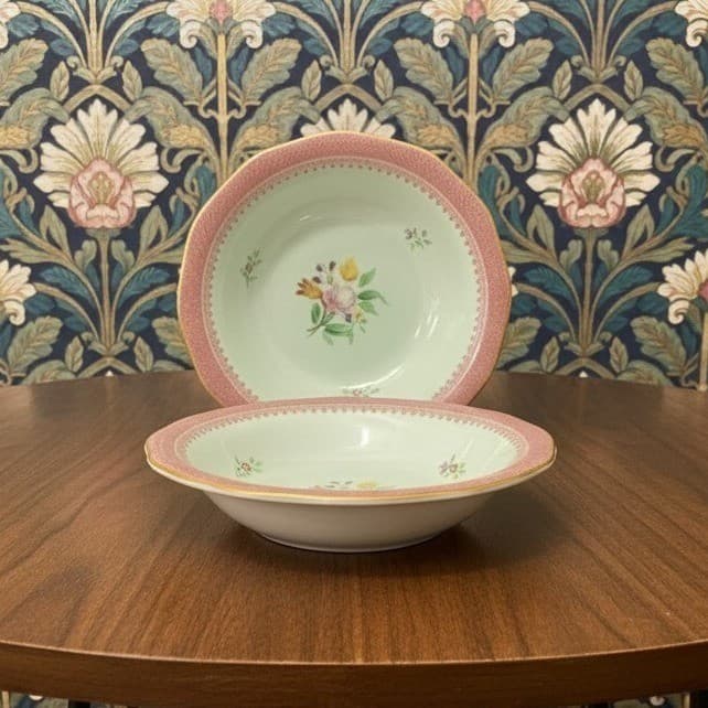 Adams Calyx Ware Lowestoft Berry Bowls, Set of 2, Hand-Painted Fruit Tableware