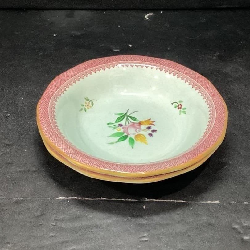 Adams Calyx Ware Lowestoft Berry Bowls, Set of 2, Hand-Painted Fruit Tableware - Thumbnail 4