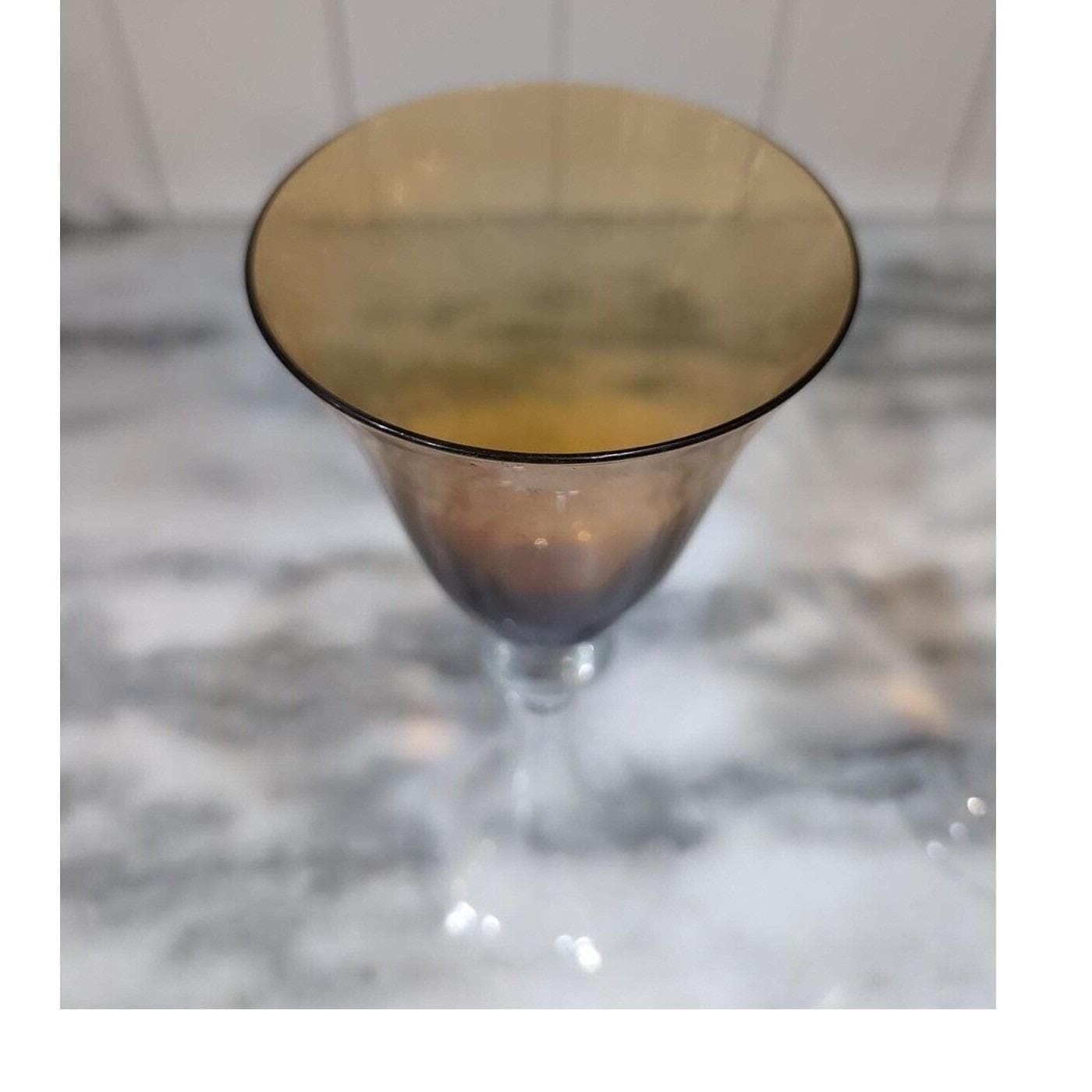 Amber Ombre Wine Goblets, Set of 2, Vintage Stemware, Ball-Knob Stem, Drinkware - Thumbnail 6