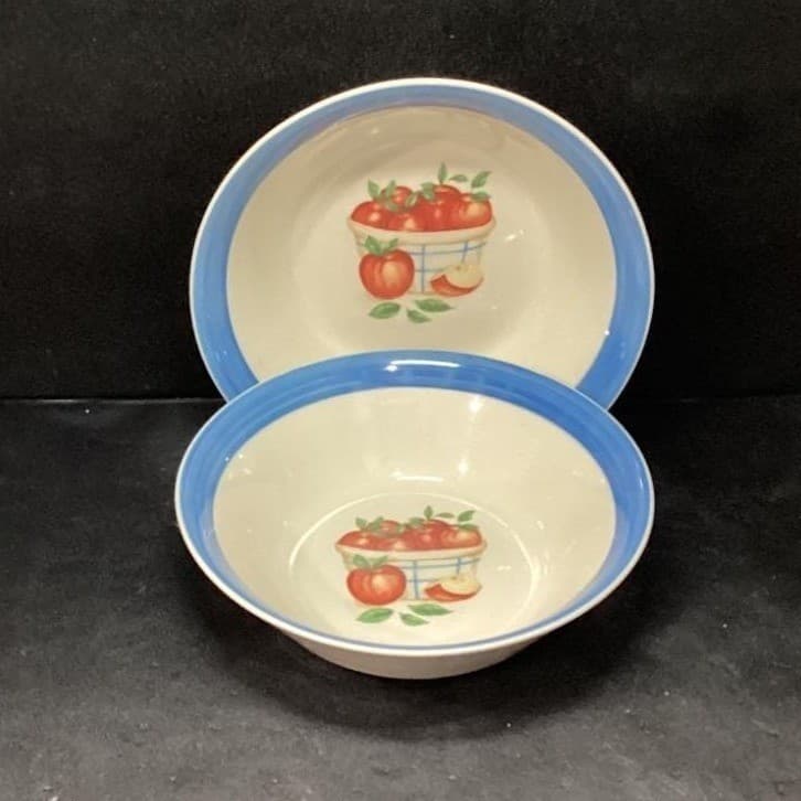 Atico International Cereal Bowls, Set of 2, Apples In A Basket, Fruit Stoneware - Thumbnail 2