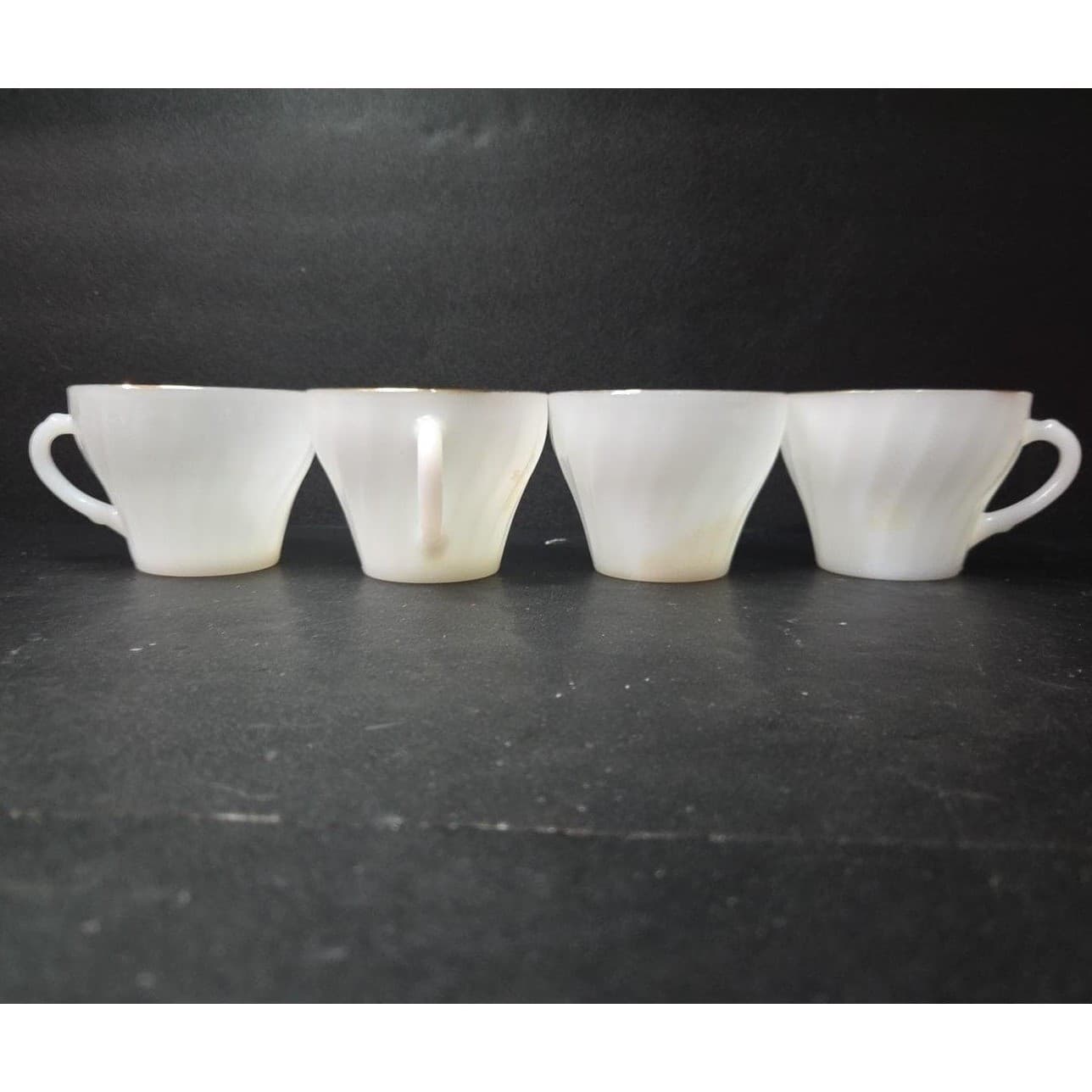 Anchor Hocking Suburbia Coffee Cups, Set of 4, Vintage Milk Glass Replacements - Thumbnail 2
