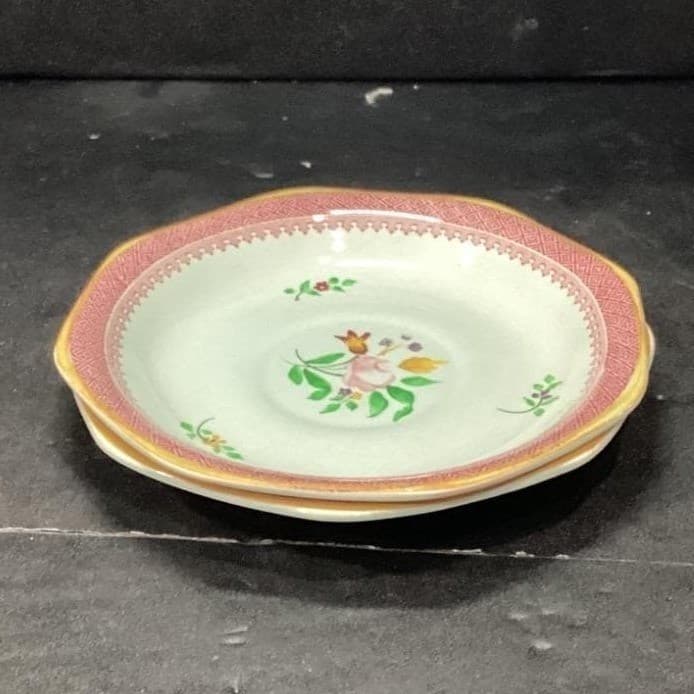 Adams Calyx Ware Lowestoft Dessert Plates, Set of 2 Hand-Painted Fruit Tableware - Thumbnail 9
