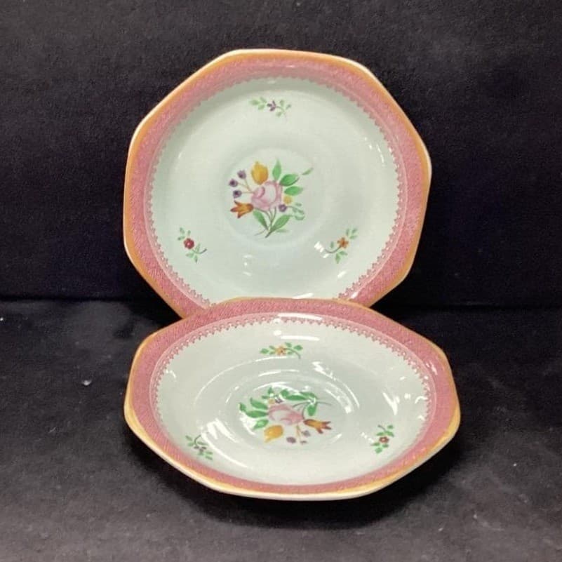 Adams Calyx Ware Lowestoft Dessert Plates, Set of 2 Hand-Painted Fruit Tableware - Thumbnail 2