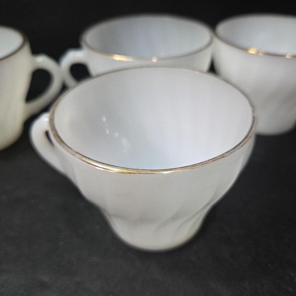 Anchor Hocking Suburbia Coffee Cups, Set of 4, Vintage Milk Glass Replacements - Thumbnail 6