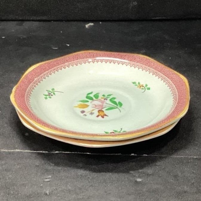 Adams Calyx Ware Lowestoft Dessert Plates, Set of 2 Hand-Painted Fruit Tableware - Thumbnail 7