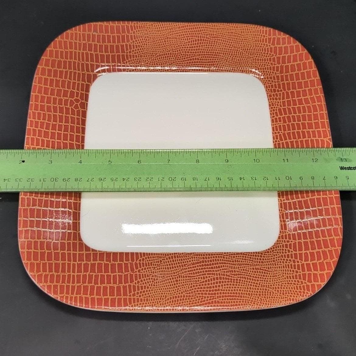 222 Fifth Via Venetto Dinner Plate, Vtg Orange & White Italian-Style Dinnerware - Thumbnail 2