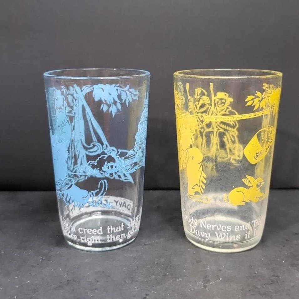 Davy Crockett Jelly Jar Juice Glasses, Set of 2 West Frontier & Capitol Building - Thumbnail 3