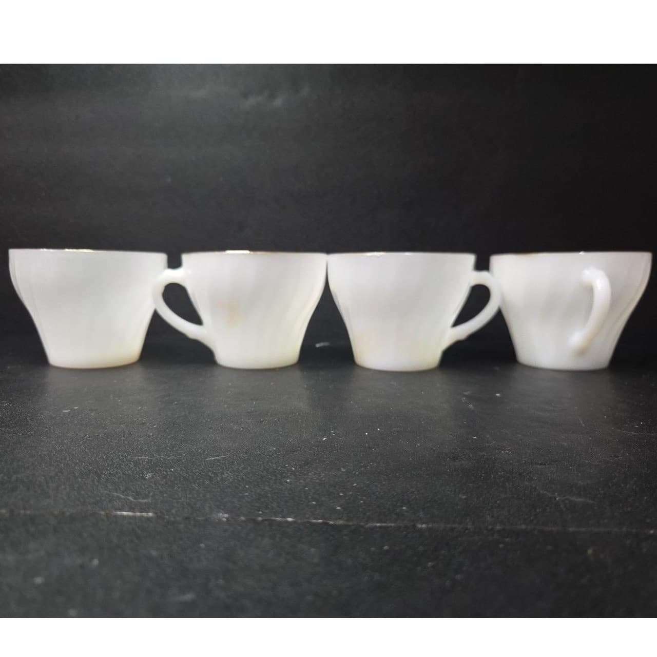 Anchor Hocking Suburbia Coffee Cups, Set of 4, Vintage Milk Glass Replacements - Thumbnail 3