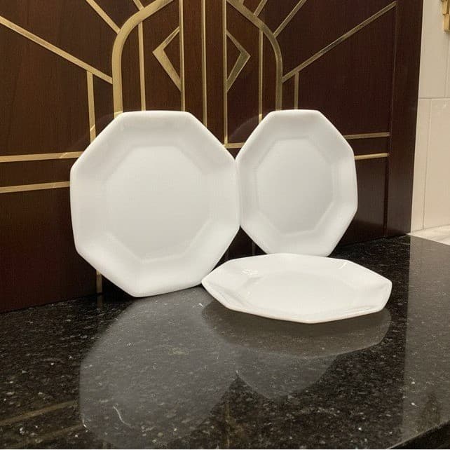 Arcopal France Novoctime Appetizer Plates, Set of 3, Vintage White Opal Glass