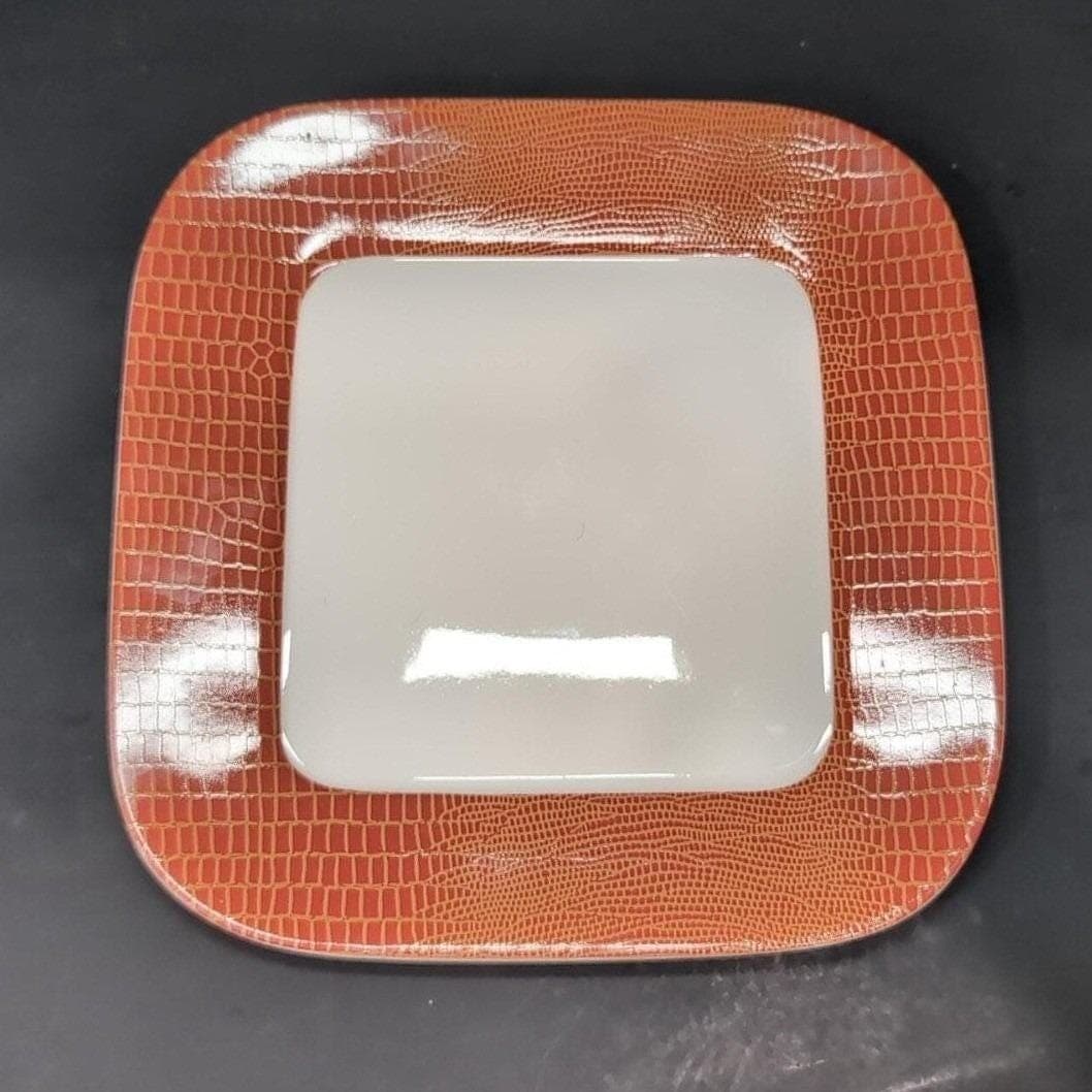 222 Fifth Via Venetto Dinner Plate, Vtg Orange & White Italian-Style Dinnerware - Thumbnail 7