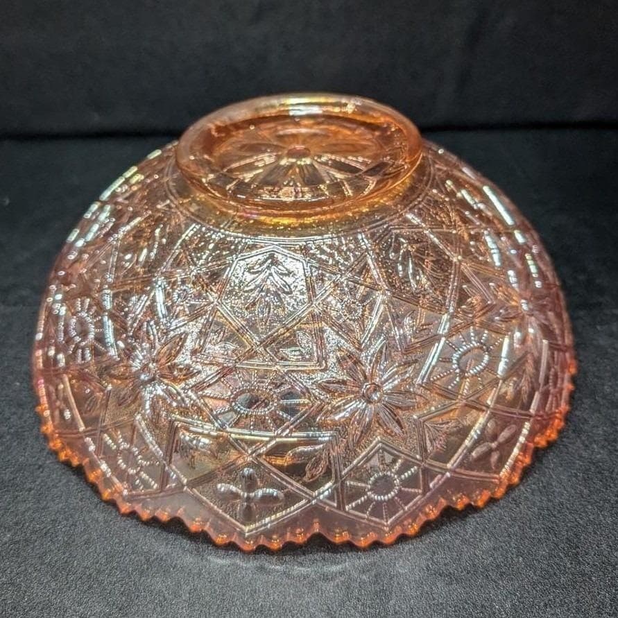 Imperial Hattie Marigold Carnival Glass Bowl, Glassware, Iridescent Centerpiece - Thumbnail 6