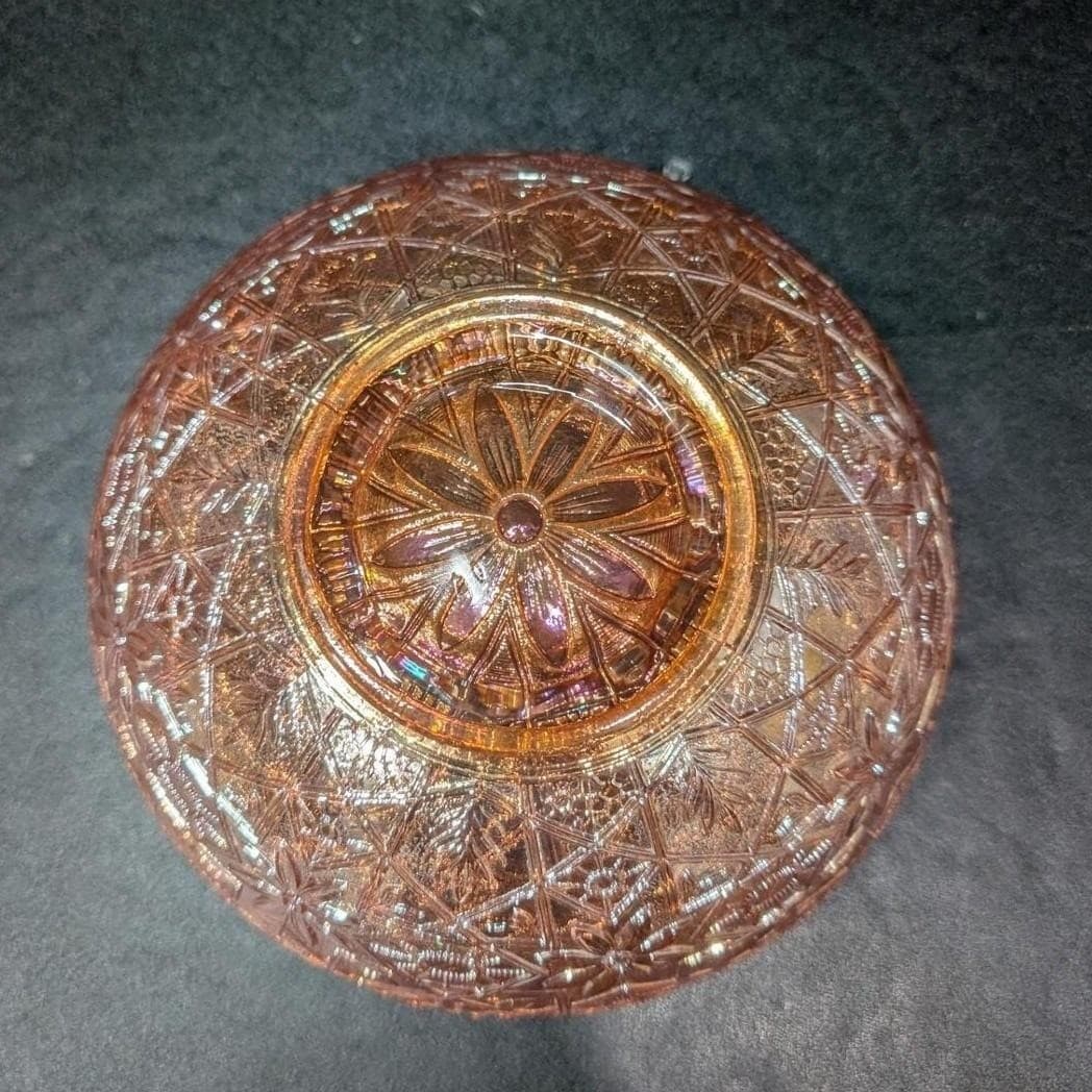 Imperial Hattie Marigold Carnival Glass Bowl, Glassware, Iridescent Centerpiece - Thumbnail 4