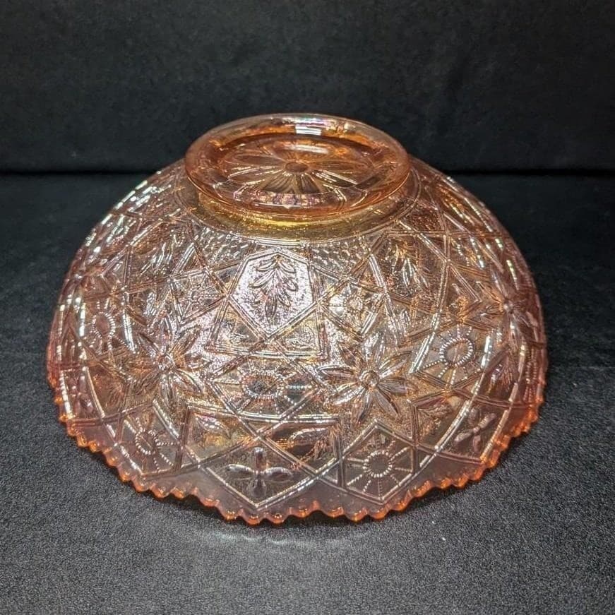 Imperial Hattie Marigold Carnival Glass Bowl, Glassware, Iridescent Centerpiece - Thumbnail 8