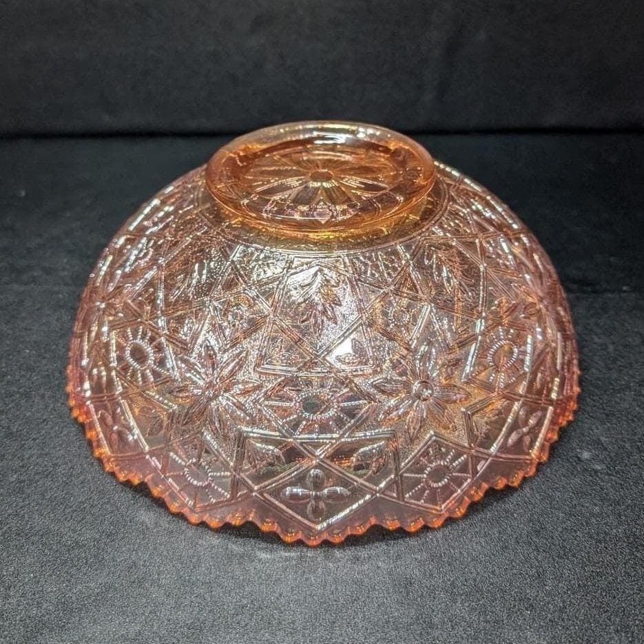 Imperial Hattie Marigold Carnival Glass Bowl, Glassware, Iridescent Centerpiece - Thumbnail 5