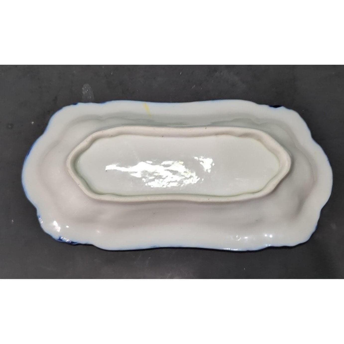 Asian Footed Porcelain Trinket Bowl, Hand Painted Plate, Makers Mark Keepsake - Thumbnail 5
